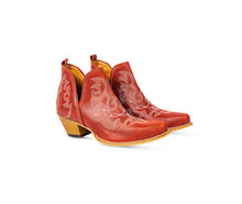 Load image into Gallery viewer, Maisie Stitched Leather Boots in Red
