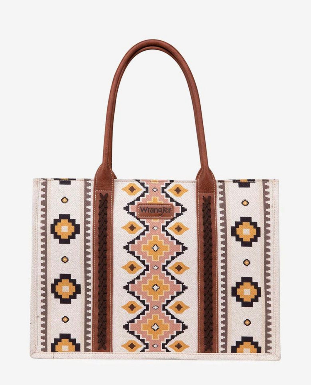 Wrangler Southwestern Pattern Dual Sided Print Canvas Wide Tote