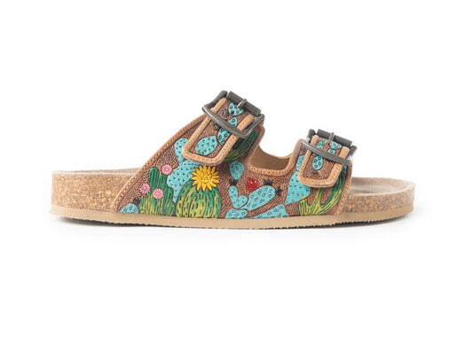 Falling Feather Sandals In Green and Brown